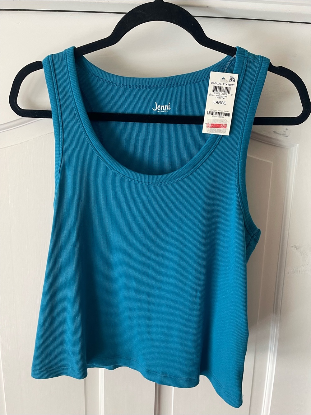 Jenni Teal Ribbed Scoop Neck Tank - Women's